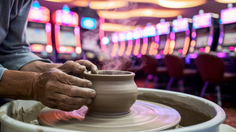 pottery meditation amid casino noise