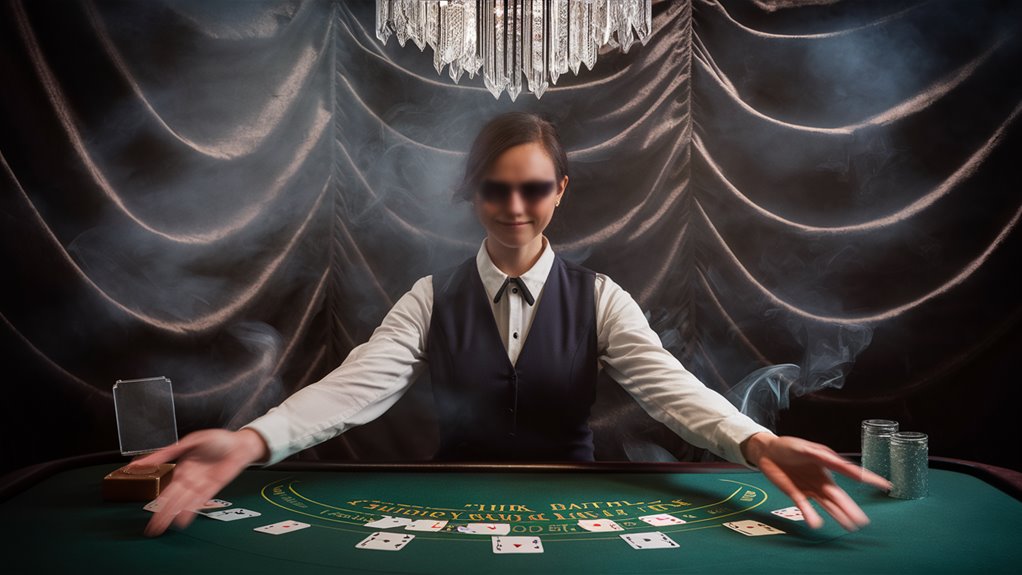 shadowy casino card dealing