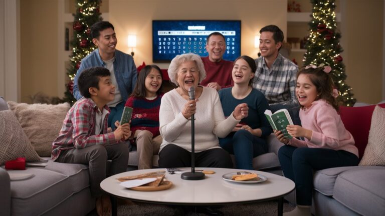 fun family singing together